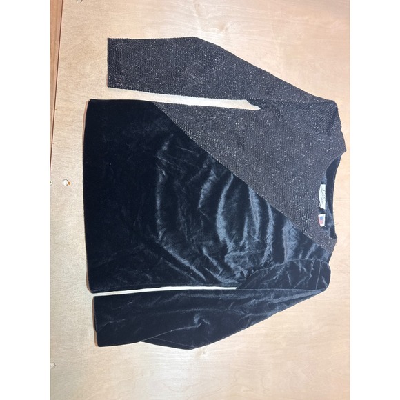 L.R. Sport Tops - Vintage LR Sport Black Velvet Metallic Asymmetrical Top Made in USA Size 8